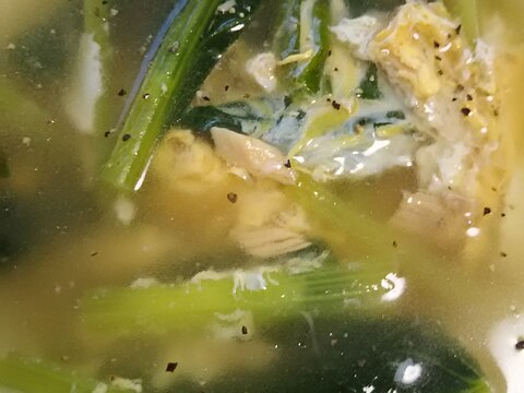 ツナと小松菜の卵スープ(^^)